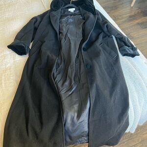 Preston & York Black Hooded Wool-Blend Trench Coat